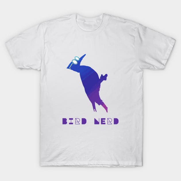 Bird Nerd Pileated Woodpecker Wearing Glasses Watercolor Silhouette T-Shirt by Rosie's Rings and Things